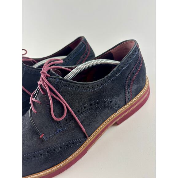Ted Baker Archerr Men’s Shoes UK 11 US 12 Navy Suede Brogue Wingtip Oxford - Picture 6 of 8